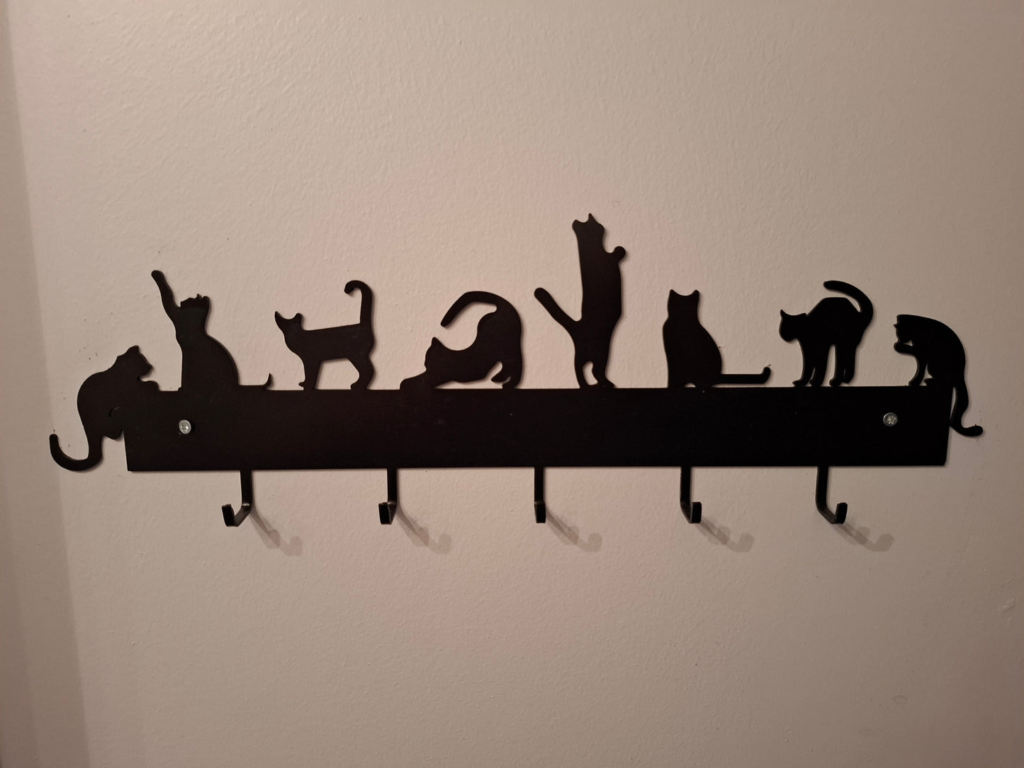 Cat Silhouette Wall Coat Rack — Laser-Cut Metal